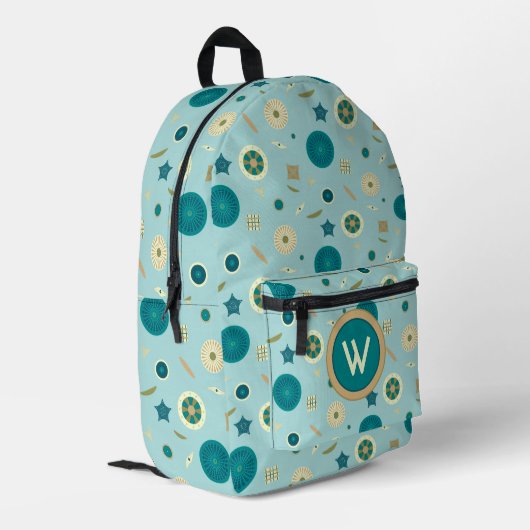 Wunderbare Atome Bedruckter Rucksack (Rückseitige Ecke links)