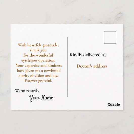 wunderbare Augenlinsenoperation Postkarte (Rückseite)