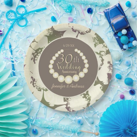 Wunderbare Blumen 30 Jahre alt Pappteller (Party)