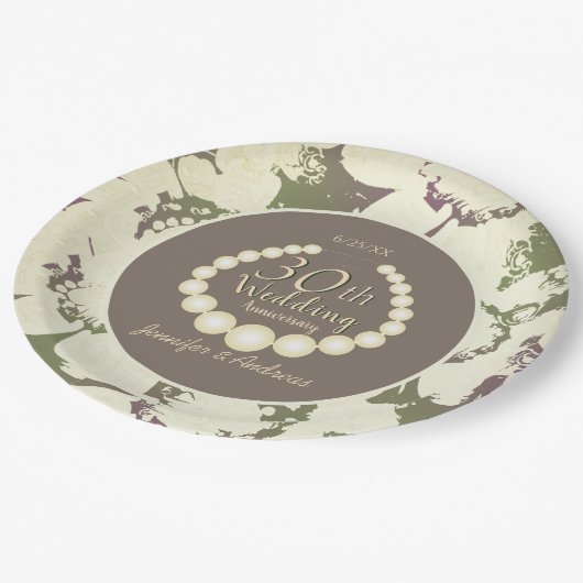 Wunderbare Blumen 30 Jahre alt Pappteller (Schrägansicht)