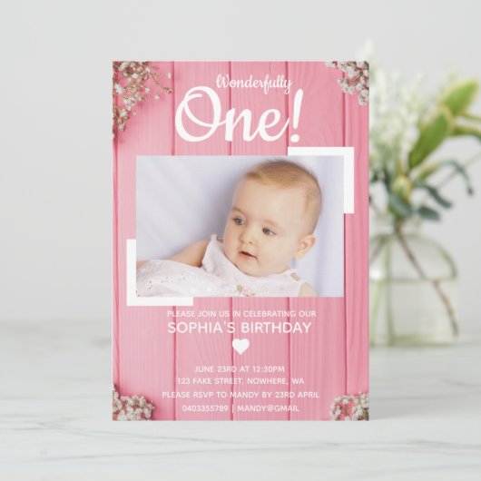 Wunderbare Einladung zum ersten Geburtstag (Stehend Vorderseite)