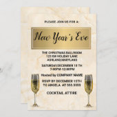 Wunderbare, elegante, goldene Neujahrseinladung Einladung (Vorne/Hinten)