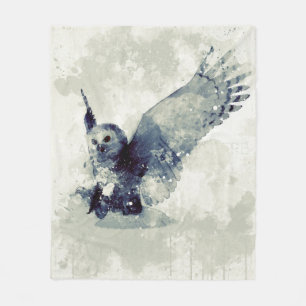 Wunderbare Eule im Aquarell Fleecedecke