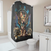 Wunderbare Fantasiesteampunkatze. Duschvorhang (Beispiel)