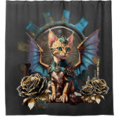 Wunderbare Fantasiesteampunkatze. Duschvorhang (Vorderseite)