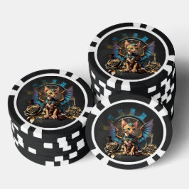 Wunderbare Fantasiesteampunkatze. Pokerchips