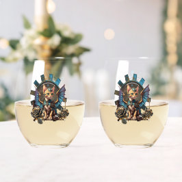 Wunderbare Fantasiesteampunkatze. Weinglas Ohne Stiel