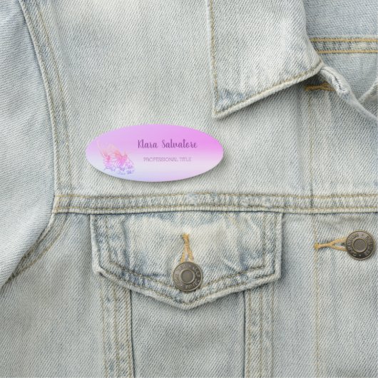 Wunderbare Großartige Phantastische Lila Schmetter Namensschild (Beispiel)