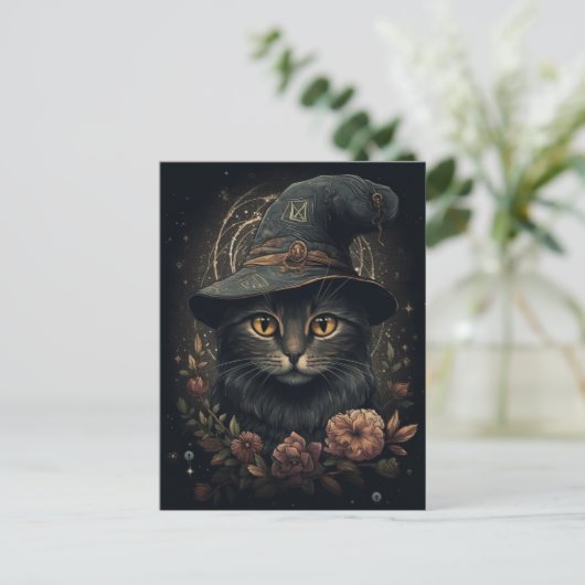 Wunderbare Hexenkatze Postkarte (Stehend Vorderseite)