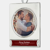 Wunderbare homosexuelle Paare des Weihnachten| Banner-Ornament Silber (Links)