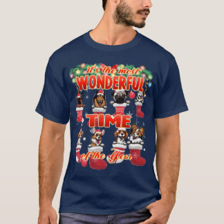 Wunderbare Hunde Weihnachtsfeier Familienmädchen T-Shirt