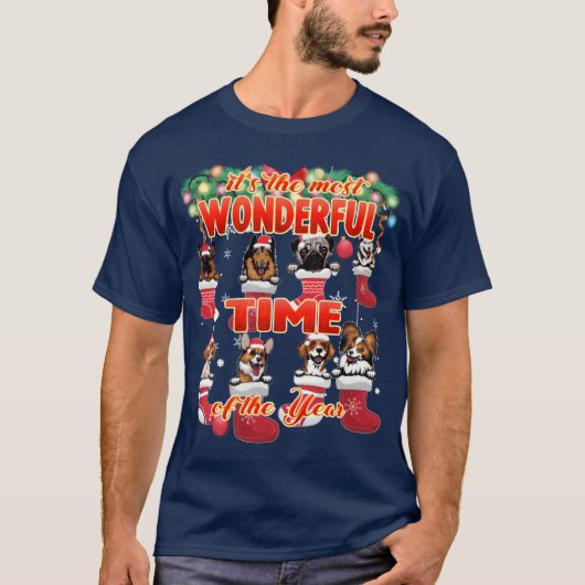 Wunderbare Hunde Weihnachtsfeier Familienmädchen T-Shirt (Vorderseite)