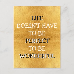 Wunderbare Lebenstypografie Gold Postkarte