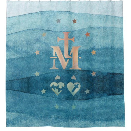 Wunderbare Medaille Unsere Dame der Gnade Duschvorhang (Vorderseite)