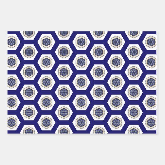 Wunderbare Nautische Marine weiß und Gold Geschenkpapier Set (Vorderseite)