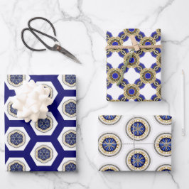 Wunderbare Nautische Marine weiß und Gold Geschenkpapier Set