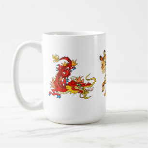 Wunderbare Orientalische Drachen und Tiger Kaffeetasse