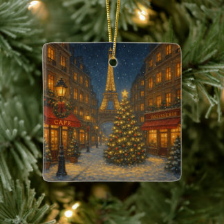 Wunderbare Pariser Weihnachtsstraßen Keramikornament