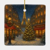 Wunderbare Pariser Weihnachtsstraßen Keramikornament (Rückseite)