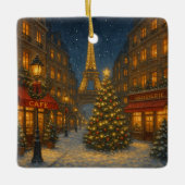 Wunderbare Pariser Weihnachtsstraßen Keramikornament (Vorderseite)