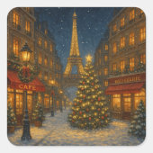 Wunderbare Pariser Weihnachtsstraßen Quadratischer Aufkleber (Vorderseite)