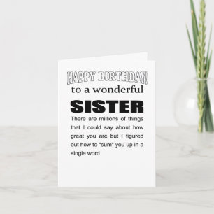 wunderbare Schwester zum Geburtstag wünscht Karte