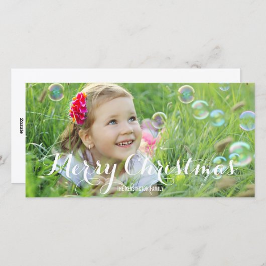 Wunderbare Script Weihnachtsfotokarte Feiertagskarte (Vorne/Hinten)