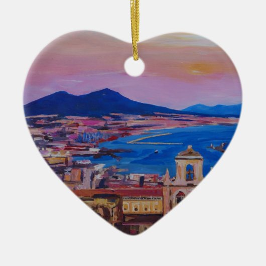 Wunderbare Stadt-Ansicht von Neapel mit Berg Vesuv Keramik Ornament (Vorne)