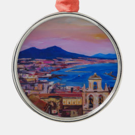 Wunderbare Stadt-Ansicht von Neapel mit Berg Vesuv Ornament Aus Metall