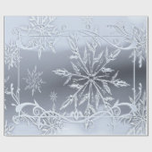 Wunderbare Weihnachten, Silber, Glass-Schneeflocke Geschenkpapier (Flach)