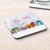 Wunderbare Weihnachtsgeschenke aus Regenbogen Getränkeuntersetzer (Linke Seite)