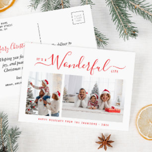 Wunderbare Weihnachtszeit mit roten Schriften Postkarte