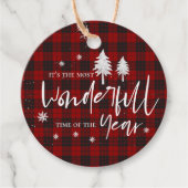 Wunderbare Zeit des Jahres Karierte Weihnachten Ro Geschenkanhänger (Vorderseite)