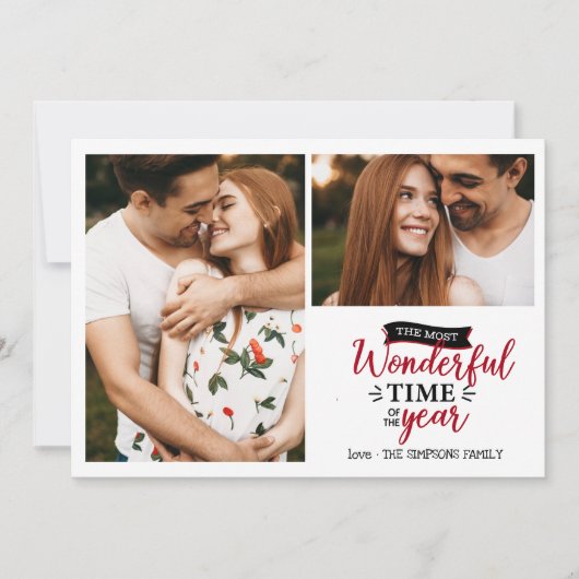 Wunderbare Zeit | Roter karierter Urlaub 2 Foto Co Karte (Vorderseite)