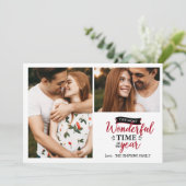 Wunderbare Zeit | Roter karierter Urlaub 2 Foto Co Karte (Stehend Vorderseite)