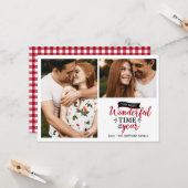 Wunderbare Zeit | Roter karierter Urlaub 2 Foto Co Karte (Vorderseite/Rückseite Beispiel)