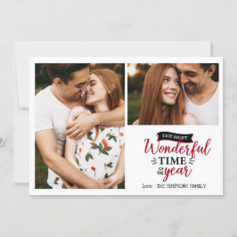 Wunderbare Zeit | Roter karierter Urlaub 2 Foto Co Karte