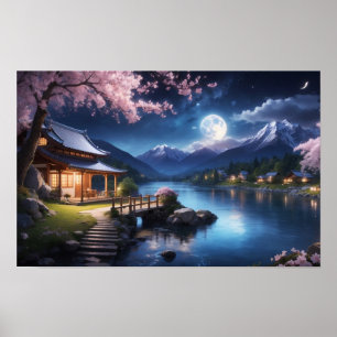 Wunderbarer Blick auf die Sakura Cherry Blossom be Poster