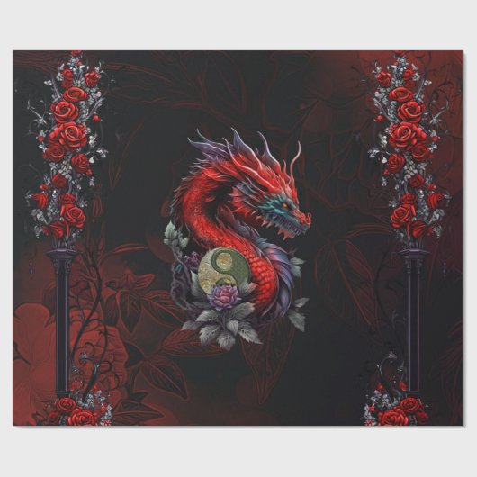 Wunderbarer chinesischer Drache Geschenkpapier (Flach)