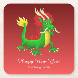 Wunderbarer chinesischer Drache Rechteckiger Pappuntersetzer