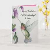 Wunderbarer Cousin Birthday Hummingbird Card Karte (Gelbe Blume)