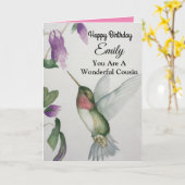 Wunderbarer Cousin Happy Birthday Hummingbird Karte (Gelbe Blume)