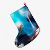 Wunderbarer Drache in der Nacht Großer Weihnachtsstrumpf (Rückseite (Hängend))