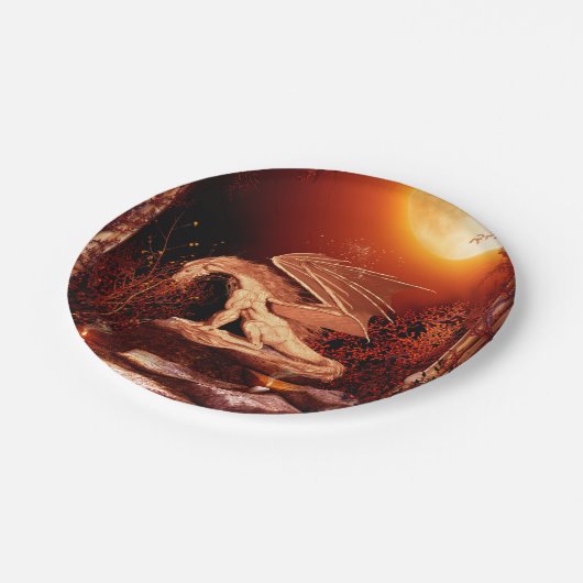 Wunderbarer Drache Pappteller (Schrägansicht)