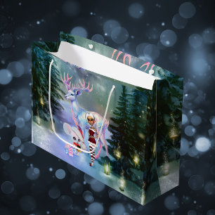 Wunderbarer Fantasy-Rentier Große Geschenktüte