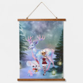 Wunderbarer Fantasy-Rentier Wandteppich Mit Holzrahmen (Vorderseite)