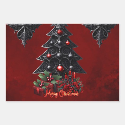 wunderbarer gotischer Weihnachtsbaum Geschenkpapier Set (Vorderseite 2)