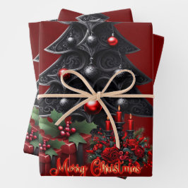 wunderbarer gotischer Weihnachtsbaum Geschenkpapier Set