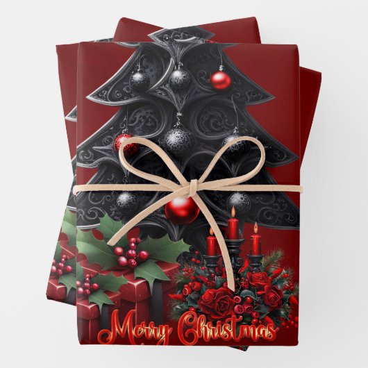 wunderbarer gotischer Weihnachtsbaum Geschenkpapier Set (Beispiel)