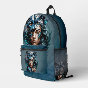 Wunderbarer Hybrid einer Frau und eines Panters Bedruckter Rucksack